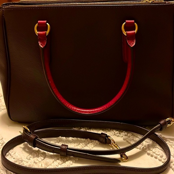 Coach EUC Satchel or Crossbody bag. Beautiful plum with raspberry handles. - Picture 2 of 15